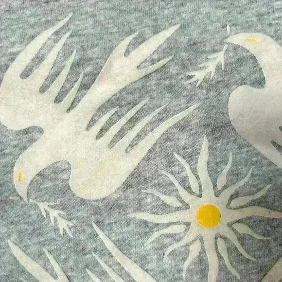 ANTHROPOLOGIE Jason Yun Peace Dove Ruched Gray Puff Sleeve Sweatshirt Women XS - Picture 2 of 11